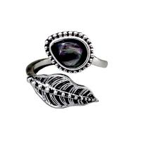 Zinc Alloy Finger Ring, with Moonstone, antique silver color plated, fashion jewelry & for woman 