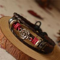 Cowhide Bracelets, Zinc Alloy, with cowhide cord, with 2.36inch extender chain, multilayer & Unisex Approx 6.69 Inch 