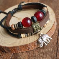 Cowhide Bracelets, Zinc Alloy, with cowhide cord & Wax Cord & Wood, with 2.36inch extender chain, multilayer & Unisex Approx 6.69 Inch 
