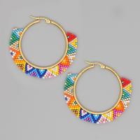 Glass Seed Beads Earring, Seedbead, with Zinc Alloy, fashion jewelry & Bohemian style & for woman, multi-colored 