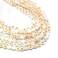 Perles en coquille naturel, coquille d'eau douce, fleur, DIY & normes différentes pour le choix & émail, blanc, Vendu par brin