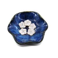 Weiße Lippenschale Perlen, Blume, DIY, weiß, 21mm, verkauft von PC