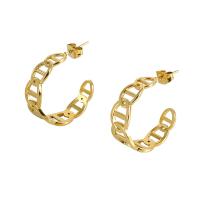 Titanium Steel Earrings, 18K gold plated, fashion jewelry & for woman, golden, 23mm 