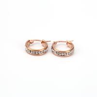 Stainless Steel Leverback Earring, 304 Stainless Steel, fashion jewelry & micro pave cubic zirconia & for woman, rose gold color 