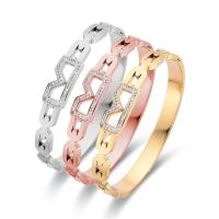 Titanium Steel Bangle, Vacuum Ion Plating, fashion jewelry & for woman & with rhinestone Inner Approx 