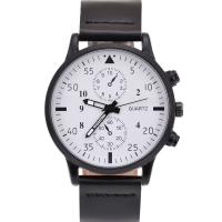 Men Wrist Watch, PU Leather, with Glass & 304 Stainless Steel & Zinc Alloy, Chinese movement, gun black plated, waterproofless & for man 