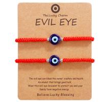 Evil Eye Jewelry Bracelet, Polyester Cord, with Lampwork, handmade, 2 pieces & Unisex & adjustable Inch 