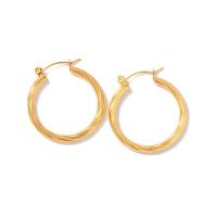 Stainless Steel Leverback Earring, 314 Stainless Steel, Donut, Vacuum Ion Plating, fashion jewelry & for woman, golden 