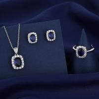Brass Jewelry Set, Geometrical Pattern, platinum plated, for woman & with rhinestone 