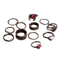 Zinc Alloy Ring Set, with Resin, antique brass color plated, 14 pieces & Unisex, US Ring 