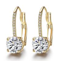 Zinc Alloy Rhinestone Leverback Earring, Geometrical Pattern, gold color plated, for woman & with rhinestone 