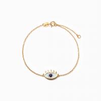 Evil Eye Jewelry Bracelet, Brass, with 5cm extender chain, gold color plated, for woman & enamel & with rhinestone Approx 15 cm 