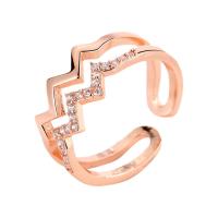 Rhinestone Brass Finger Ring, plated, Double Layer & adjustable & for woman & with rhinestone US Ring 