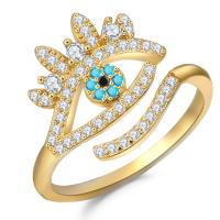 Evil Eye Jewelry Finger Ring, Brass, plated, adjustable & micro pave cubic zirconia & for woman 1.5mm, US Ring 