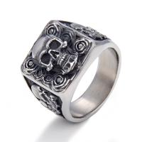 Stainless Steel Finger Ring, 316L Stainless Steel, Skull & for man & blacken, original color, US Ring 