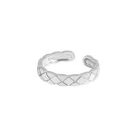 Sterling Silver Finger Ring, 925 Sterling Silver, Geometrical Pattern, plated, Korean style & adjustable & for woman US Ring 