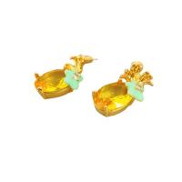 Rhinestone Brass Drop Earring, plated, for woman & enamel & with rhinestone 