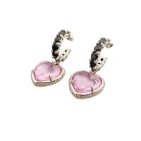Boucle d'oreille en demi-gemme , laiton, avec pierre gemme, Placage de couleur platine, pour femme & avec strass Vendu par paire