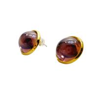 Gemstone Stud Earring, Brass, with Gemstone, 18K gold plated & for woman 