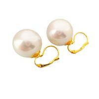 Brass Drop Earring, with Plastic Pearl, gold color plated, for woman, 20mm 