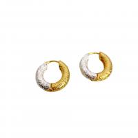 Brass Huggie Hoop Earring, Donut, plated, for woman, two different colored, 18.5mm 