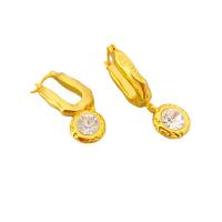 Rhinestone Brass Drop Earring, 18K gold plated, for woman & with rhinestone, 50mm 