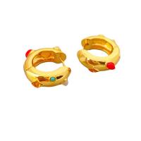 Brass Huggie Hoop Earring, with Plastic, 18K gold plated, for woman, 17.3mm 