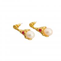 Freshwater Pearl Brass Earring, with Freshwater Pearl, plated, for woman 