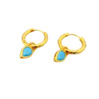 Turquoise Drop Earring, Brass, with turquoise & Crystal, plated & for woman 