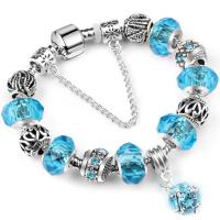 Zinc Alloy European Bracelets, with Crystal, plated & for woman & with rhinestone 