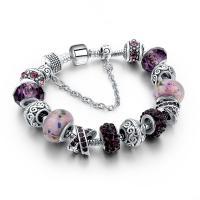Zinc Alloy European Bracelets, with Crystal & Lampwork, plated & for woman & with rhinestone 
