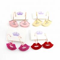 Acrylic Drop Earring, with Zinc Alloy, Lip, fashion jewelry & for woman 