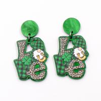 Acryl Tropfen Ohrring, Modeschmuck & für Frau, grün, 35x27mm, verkauft von Paar