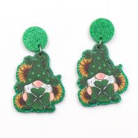 Acryl Tropfen Ohrring, Modeschmuck & für Frau, grün, 35x30mm, verkauft von Paar