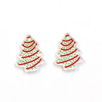 Acrylic Stud Earring, Christmas Tree, Christmas Design & fashion jewelry & for woman 