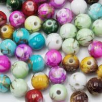 Painted Acrylic Beads, Round, DIY mixed colors, Approx 