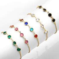 Crystal Bracelets, Brass, with Crystal, 18K gold plated, Adjustable & for woman Approx 26.5 cm 