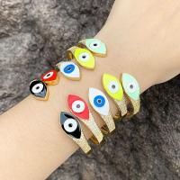 Evil Eye Jewelry Bracelet, Brass, 18K gold plated, micro pave cubic zirconia & for woman & enamel 12mm, Inner Approx 68mm 