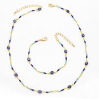Brass Jewelry Set, with Seedbead, 18K gold plated & for woman 6mm 