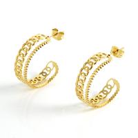 Titanium Steel Earrings, 18K gold plated, fashion jewelry & for woman, golden, 25mm 