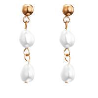 Freshwater Pearl Drop Earring, 304 Stainless Steel, with Freshwater Pearl, fashion jewelry & for woman 
