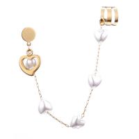 Stainless Steel Drop Earring, 304 Stainless Steel, with Plastic Pearl, Heart, fashion jewelry & for woman 