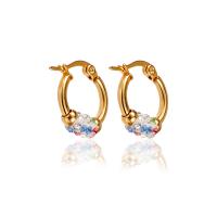 Stainless Steel Leverback Earring, 304 Stainless Steel & for woman & with rhinestone, golden 