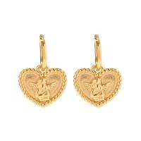 Stainless Steel Drop Earring, 314 Stainless Steel, Heart, Vacuum Ion Plating, fashion jewelry & for woman, golden 