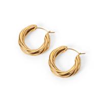 Stainless Steel Leverback Earring, 314 Stainless Steel, Donut, Vacuum Ion Plating, fashion jewelry & for woman, golden 