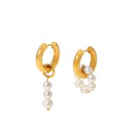 Freshwater Pearl Drop Earring, 314 Stainless Steel, with Freshwater Pearl, Vacuum Ion Plating, fashion jewelry & for woman, 42mm,27.5mm 
