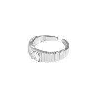 Cubic Zirconia Micro Pave Sterling Silver Finger Ring, 925 Sterling Silver, plated, Korean style & adjustable & micro pave cubic zirconia & for woman US Ring 