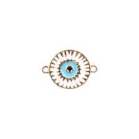 Colgante Mal de Ojo de Aleación de Zinc, ojo de malvado, chapado en color dorado, Bricolaje & esmalte & perforado doble, 22x16mm, Vendido por UD