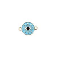 Zinc Alloy Evil Eye Pendant, gold color plated, DIY & enamel & double-hole 