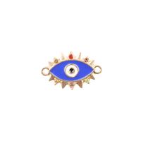 Zinc Alloy Evil Eye Pendant, gold color plated, DIY & enamel & with rhinestone & double-hole 